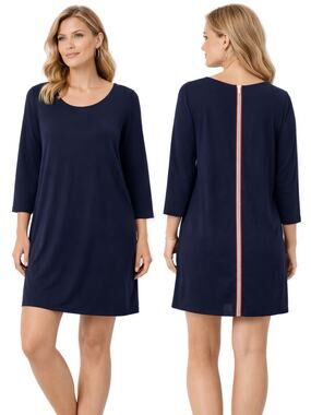 Soft Surroundings Navy Knit Shift Dress XL NWT 3/4 Sleeve Casual Travel